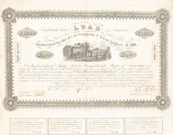 Confederate $1,000 Bond